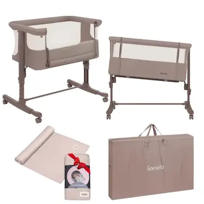 Patut co-sleeper, Lionelo, Aurora Beige Taupe, 3 in 1, Cu leganare si setare unghiulara, 0 luni+…
