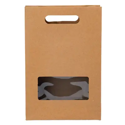 Sacoșe hârtie cu mâner integrat și fereastră - kraft (set 12 buc) - 30x20x8cm