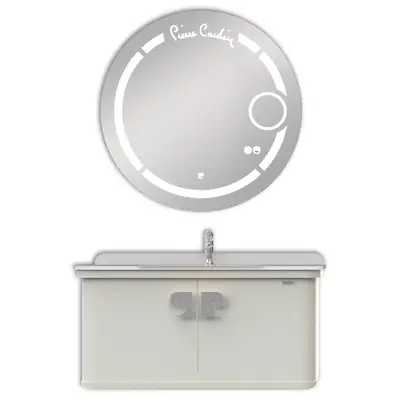 Set mobilier baie Pierre Cardin Eva Led suspendat 3 piese alb-argintiu 101 cm