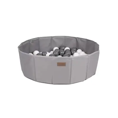 Piscina uscata pliabila, BabyTrold, Cu 100 bile, Fara ftalati si BPA, 80x80x25 cm, 18 luni+, Gri