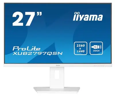Monitor IPS LED Iiyama 27inch XUB2797QSN-W2, QHD (2560 x 1440), HDMI, DisplayPort, Boxe, Pivot, 100…