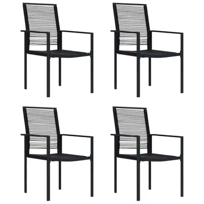 Scaune de gradina, 4 buc., negru, ratan pvc