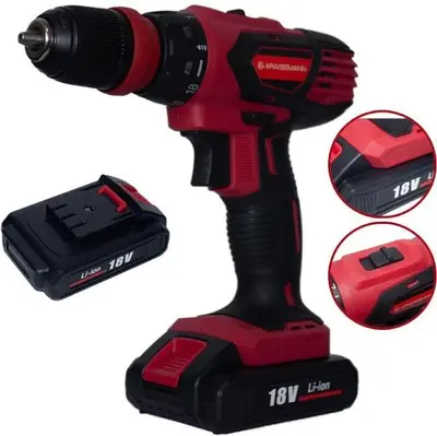 Masina de Gaurit si Insurubat 18V, 2Ah, 28Nm, 2 Viteze, cu 2 acumulatori, Kraissmann AD-18CUN …