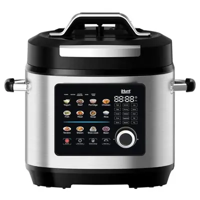 Oala electrica sub presiune iHunt Bro Multicooker 8L Ultra, 1300 W, 8 l, 12 programe, Panou Touch…