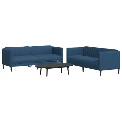 Set canapele, 2 piese, albastru, material textil