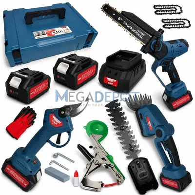 Set Scule cu acumulator 48v, Mini drujba electrica, foarfeca crengi, masina tuns gard viu, aparat…