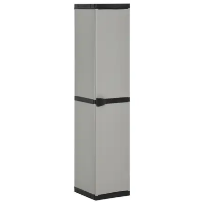 Dulap depozitare de gradina, 3 rafturi, gri/negru, 34x40x168 cm