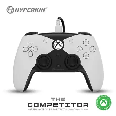 Controller cu fir Hyperkin Competitor M01638-WH, pentru Xbox One, Xbox Series S/X si PC, Licentiat…