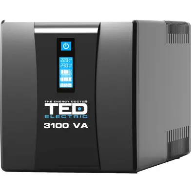 Ups 3100VA/1800W LCD TED Line cu stabilizator 3 iesiri schuko, repornire automata, 4x 9,6Ah…