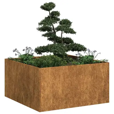 Jardiniera rusty 80x80x40 cm otel pentru intemperii