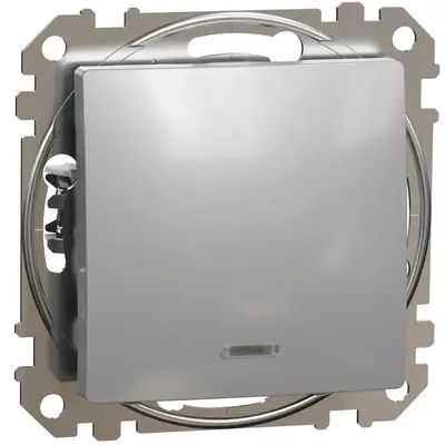 Intrerupator simplu cu indicator luminos, Schneider,SDD113101L, Sedna Design, aluminiu