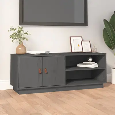 Comoda tv, gri, 105x34x40 cm, lemn masiv de pin