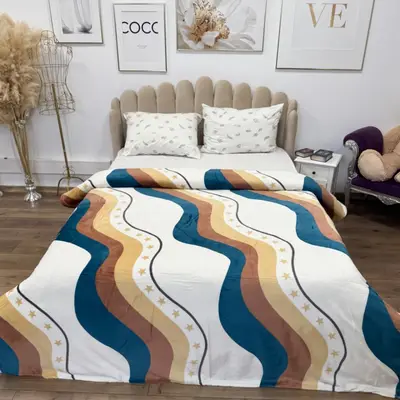 Patura Pufoasa CoCoLiNo (Fleece), 200x230cm, 240gr/mp, Crem, Verde, Bej, Maro, Dungi, Stelute …