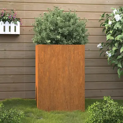 Jardiniera, 42x38x75 cm, otel corten