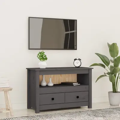 Comoda tv, gri, 79x35x52 cm, lemn masiv de pin
