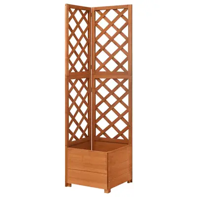 Jardiniera colt cu spalier, 40x40x150 cm, lemn masiv brad