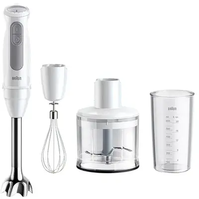 BRAUN Blender de mana Braun MQ50236MWH, 1000 W, 500 ml, 21 trepte variabile si functie Turbo…