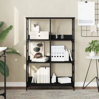 Biblioteca, negru, 78,5x33x117,5 cm, lemn prelucrat