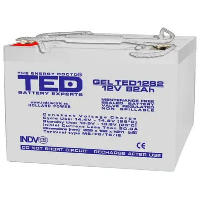 Acumulator pentru UPS sau panouri fotovoltaice VRLA 12V si 82 Amperi cu GEL 82Ah TED1282 Deep Cycle…