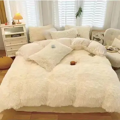 Lenjerie pat super pufoasa COCOLINO Fluffy 4 piese crem