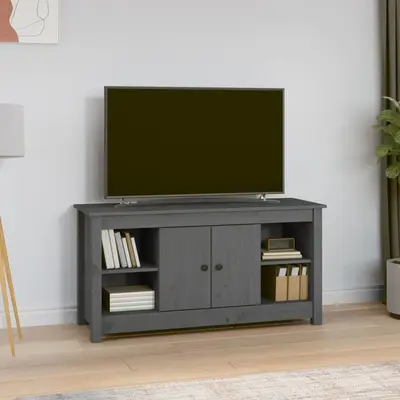 Comoda tv, gri, 103x36,5x52 cm, lemn masiv de pin