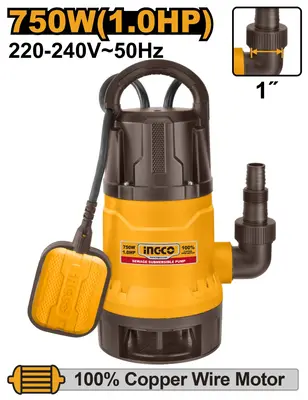 Pompa apa Sumersibila Plastic cu Plutitor 750W 1 inch, Ingco SPD7508