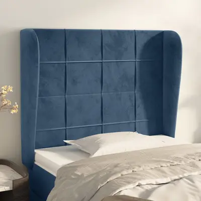 Tablie pat cu aripioare albastru inchis 93x23x118/128cm catifea