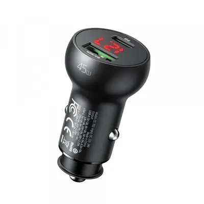 Mcdodo Incarcator Auto McDodo CC-7030 Display, 45W, 5A, 1 x USB-A - 1 x USB-C, Negru