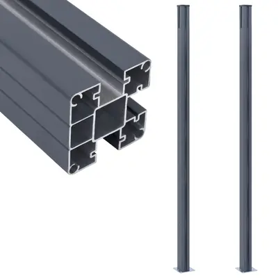 Stalpi de gard, 2 buc., gri inchis, 185 cm, aluminiu