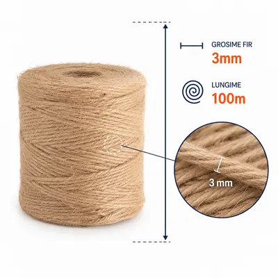 Sfoară iută naturală în rolă - 3mm x 100m