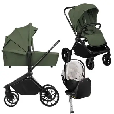 Carucior 4 in 1, Lionelo, Mika Plus, Cu scoica auto Moxie Bej cu baza rotativa 360, Reversibil, Cu…