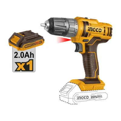 Masina de insurubat Bormasina 45nM, 15+1 trepte, 20V cu Acumulator 2Ah, Ingco CDLI20051E