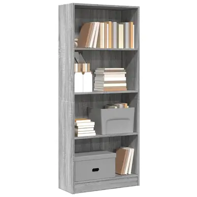 Biblioteca, gri sonoma, 60x24x143 cm, lemn prelucrat
