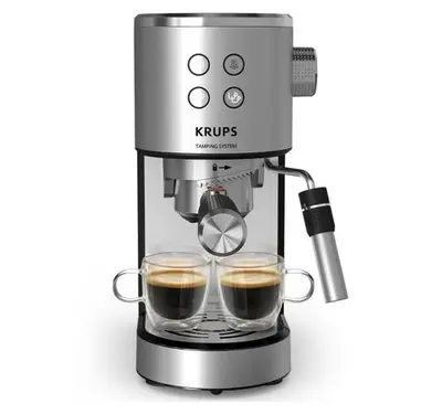 Espressor manual Krups Virtuoso+ XP499EE0, 1350 W, 15 bar, 1 L, sistem Thermoblock, duza pentru…