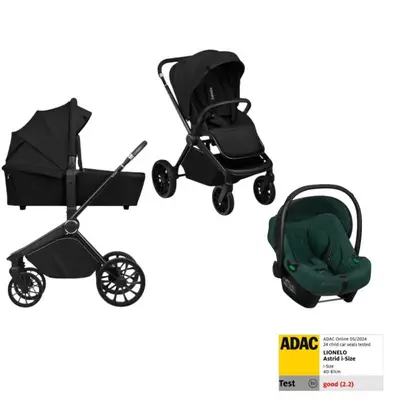 Carucior 3 in 1, Lionelo, Mika Plus, Cu scoica auto Verde testata ADAC, Reversibil, Cu sistem de…