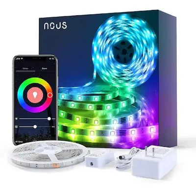 Banda LED RGB inteligenta Nous F1, Wi-Fi, comanda vocala, senzor sincronizare muzica, 18W, 1700 lm…