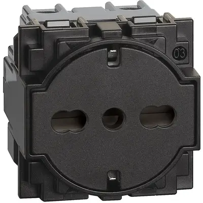 Priza 2M standard german/italian Bticino Living Now KG4140A16F, negru