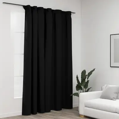 Draperie opaca, aspect de in, antracit, 290 x 245 cm, carlige