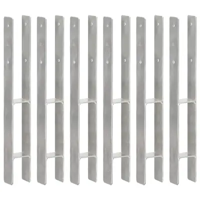 Ancore de gard, 6 buc., argintiu, 7x6x60 cm, otel galvanizat
