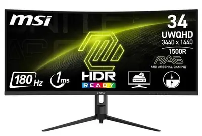 Monitor Gaming VA LED MSI 34inch MAG 342CQR E2, UWQHD (3440 x 1440), Ecran curbat, 180 Hz, 1 ms…