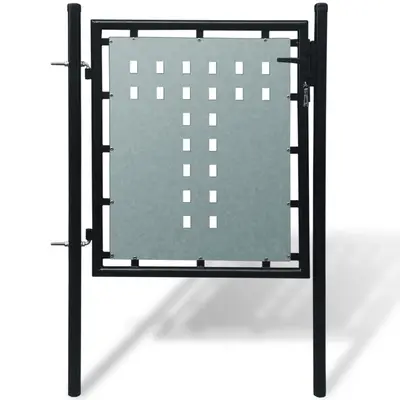 Poarta de gard cu o usa, negru, 100x150 cm