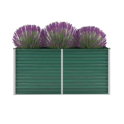 Strat inaltat de gradina, verde, 160x40x77 cm, otel galvanizat