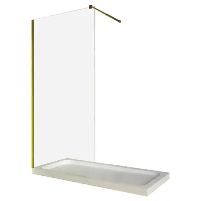 Paravan dus walk in / Perete dus sticla transparenta 6 mm profil auriu tija extensibila 80 x 200 cm