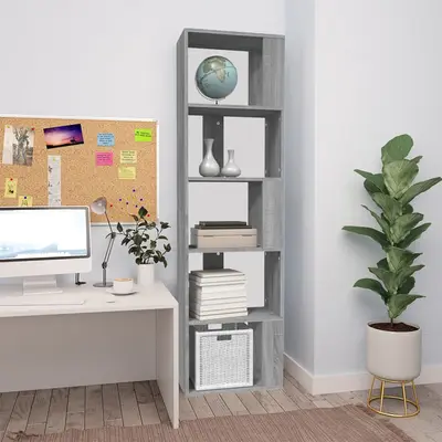 Biblioteca, gri sonoma, 45x24x160 cm, lemn compozit