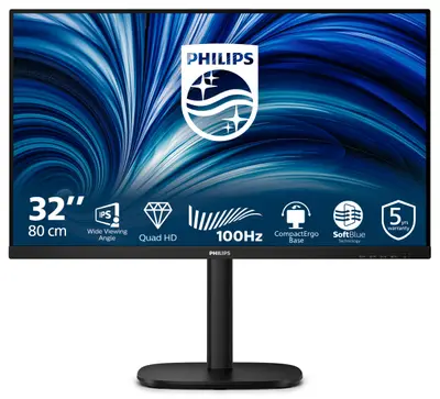 Monitor Consumer Philips 32B2N3500/00, 31.5", 2560 x 1440 pixeli, Black, 5 ani Garantie