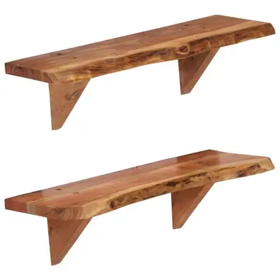 Rafturi de perete, 2 buc., 60x20x18 cm, lemn masiv de acacia