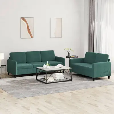 Set canapele, 2 piese, verde inchis, catifea