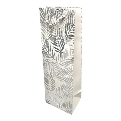 Pungi din hârtie pentru sticle model frunze - argintiu (set 12 buc) 36x9x12cm - Default Title