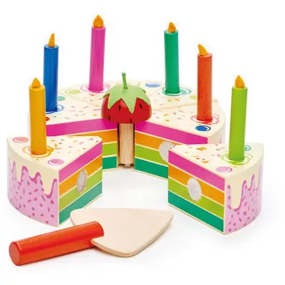 Tender Leaf Jucarie din lemn premium, Tort pentru aniversari Curcubeu, Tender Leaf Toys - Rainbow…