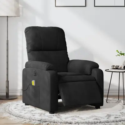 Fotoliu de masaj rabatabil electric, negru, microfibra